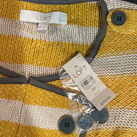 Ann Taylor Loft Striped Sweater w/Button Details Size MP - Picture 4 of 4